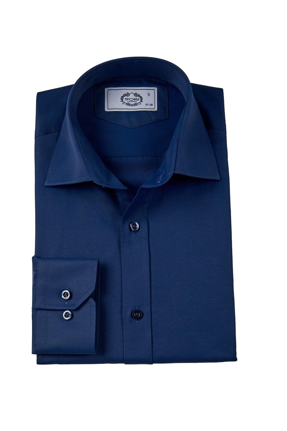 CLASSIC NAVY SINGLE CUFF TAILORED FIT SHIRT