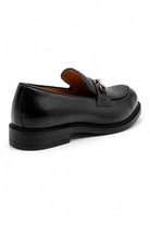 ASCOT Men’s Black Snake-Effect Leather Snaffle Loafers Sartorial Shoes