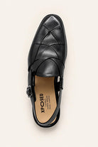 Men's Black Handmade Real Leather Woven Sandals Sartorial Shoes