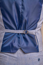 CARIDI - SKY BLUE CHECK WAISTCOAT CAVANI