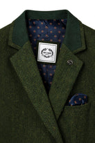 Men's Olive Green Herringbone Wool Blend Tailored Fit Overcoat CAVANI