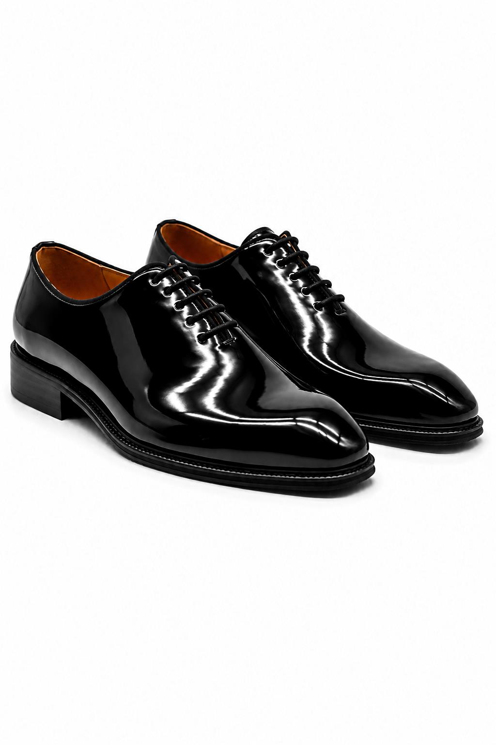 MIRO 1 Men’s Black Hi-Shine Patent Leather Wholecut Oxford Shoes Sartorial Shoes