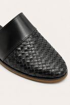 FINO Men’s Black Woven Leather Mule Slippers Sartorial Shoes