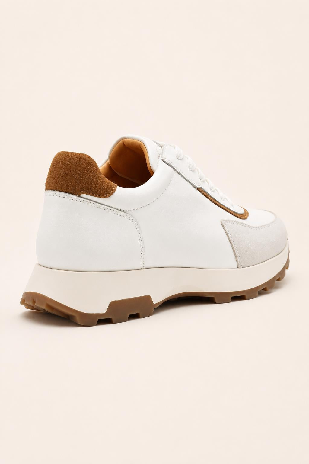 Men's White Handmade Real Leather Trainers Sartorial Shoes