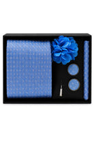Men’s Light Blue Mini Check Patterned 4-Piece Tie Gift Set Sartorial Shoes