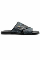 Men's Black & Grey Handmade Real Leather Open Front Slide Sandals Sartorial Shoes