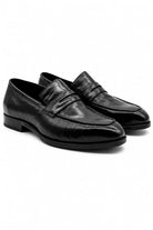 CRUX Men’s Black Calf Leather Penny Loafers Sartorial Shoes