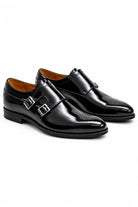 ROAN Men’s Black Hi-Shine Patent Leather Monk Dress Shoes Sartorial Shoes