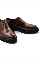 BROWN POLISHED LEATHER OXFORD SHOES – LUG SOLE Sartorial Shoes