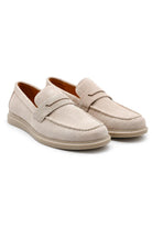 Men’s Milo Beige Suede Leather Penny Loafers Sartorial Shoes