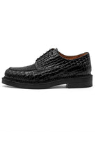 MARLOW Men’s Black Croc-Embossed Leather Moc-Toe Derby Shoes Sartorial Shoes