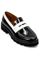 Men's Black & White Patent Chunky Penny Loafers Sartorial Shoes