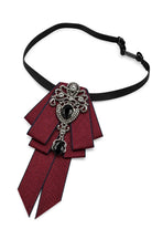 Men’s Maroon Jewelled Short Ribbon Wedding Brooch Bow Tie Sartorial Shoes