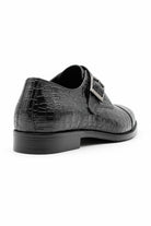 ELAN Men's Black Croc Embossed Leather Single Monk Strap Shoes Sartorial Shoes