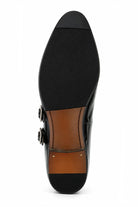 ROAN Men’s Black Hi-Shine Patent Leather Monk Dress Shoes Sartorial Shoes