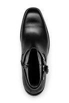 DIEGO Men’s Black Polished Leather Side Zip Ankle Biker Boots Sartorial Shoes
