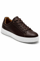Men’s Coffee Brown Grain-Effect Faux Leather Lace-Up Trainers Sartorial Shoes