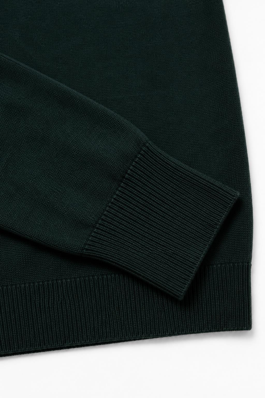 Men's Green 100% Cotton Fine Knit Button Neck Polo Jumper CAVANI