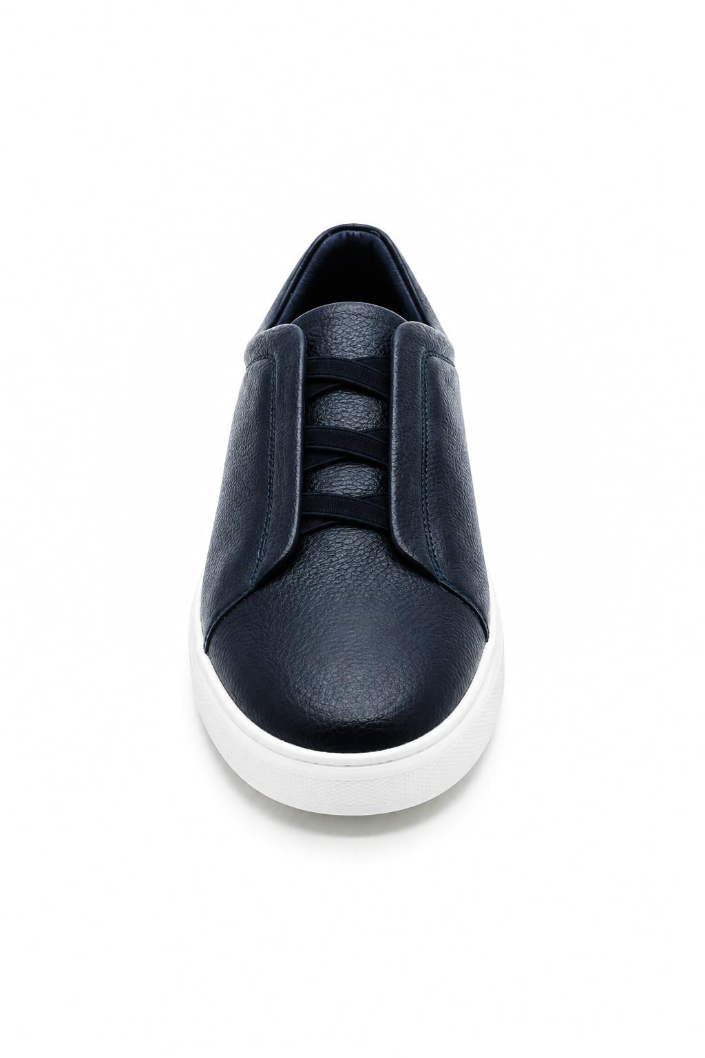 Men’s Navy Faux Leather Slip-On Trainers Sartorial Shoes