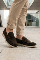 Men’s Milo Brown Suede Leather Penny Loafers Sartorial Shoes