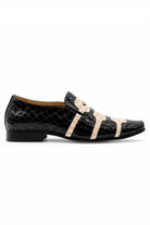 Men’s Black & Beige Shiny Patent Print Occasion Shoes Sartorial Shoes
