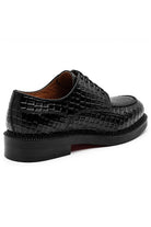 MARLOW Men’s Black Croc-Embossed Leather Moc-Toe Derby Shoes Sartorial Shoes