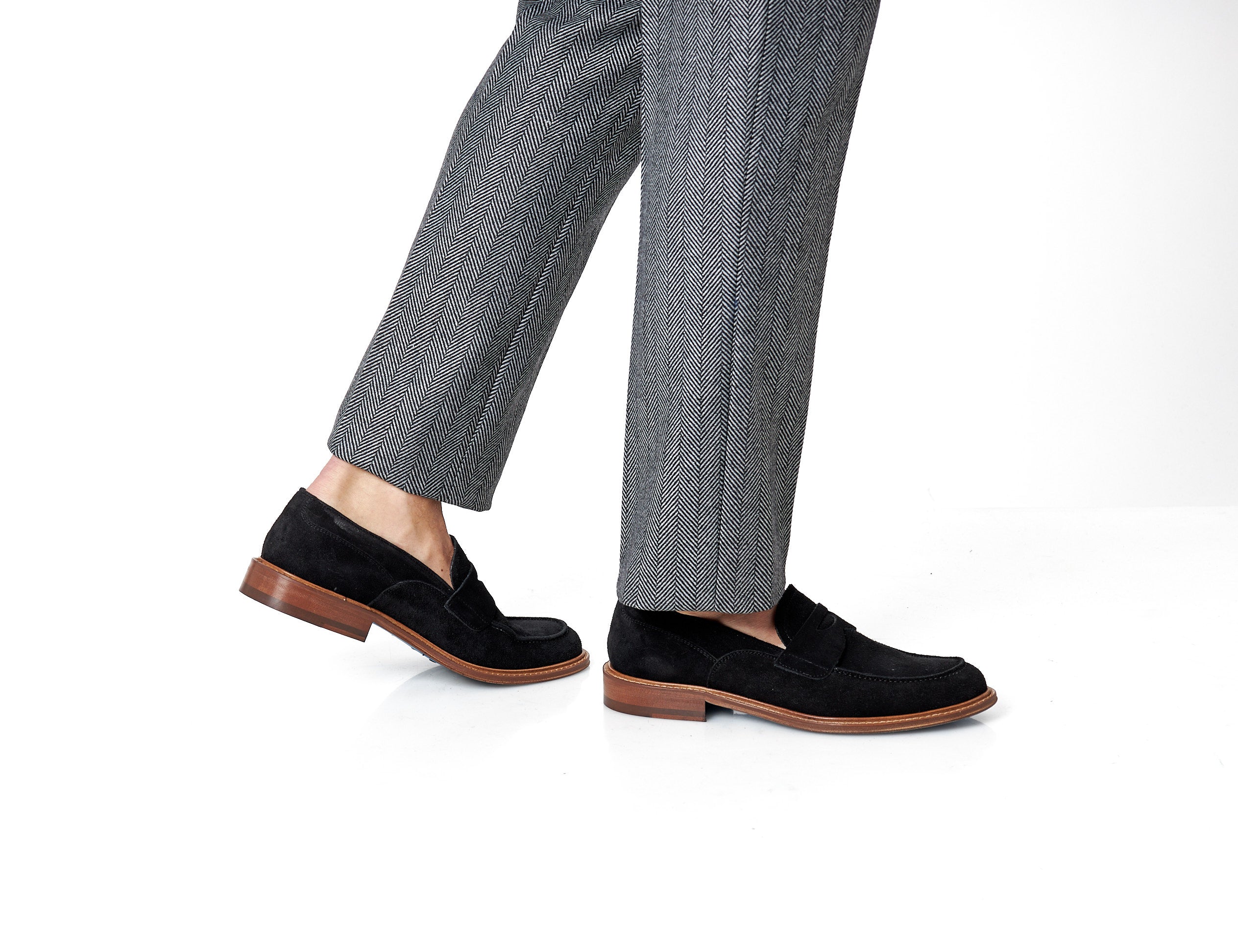 BLACK ITALIAN SUEDE PENNY LOAFER