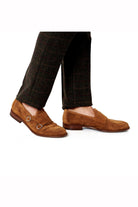 TAN ITALIAN SUEDE DOUBLE BUCKLE LOAFER