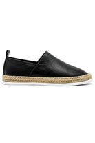 Men’s Black Faux Leather Slip-On Espadrille Shoes Sartorial Shoes