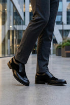 Lawson Men's Handmade Leather & Suede Wingtip Brogue Shoes – Black Sartorial Shoes
