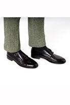 BROWN CALFSKIN DOUBLE BUCKEL MONKS
