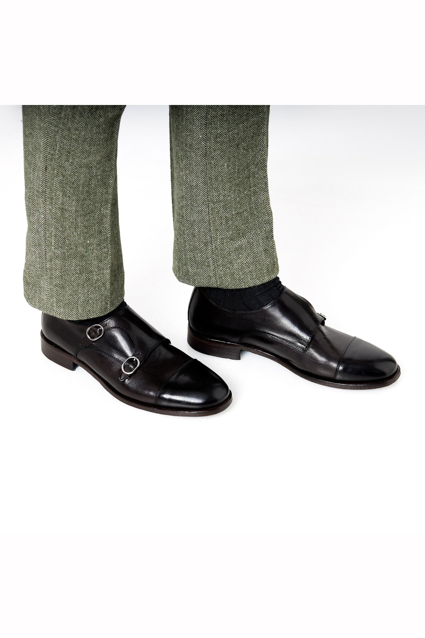 BROWN CALFSKIN DOUBLE BUCKEL MONKS