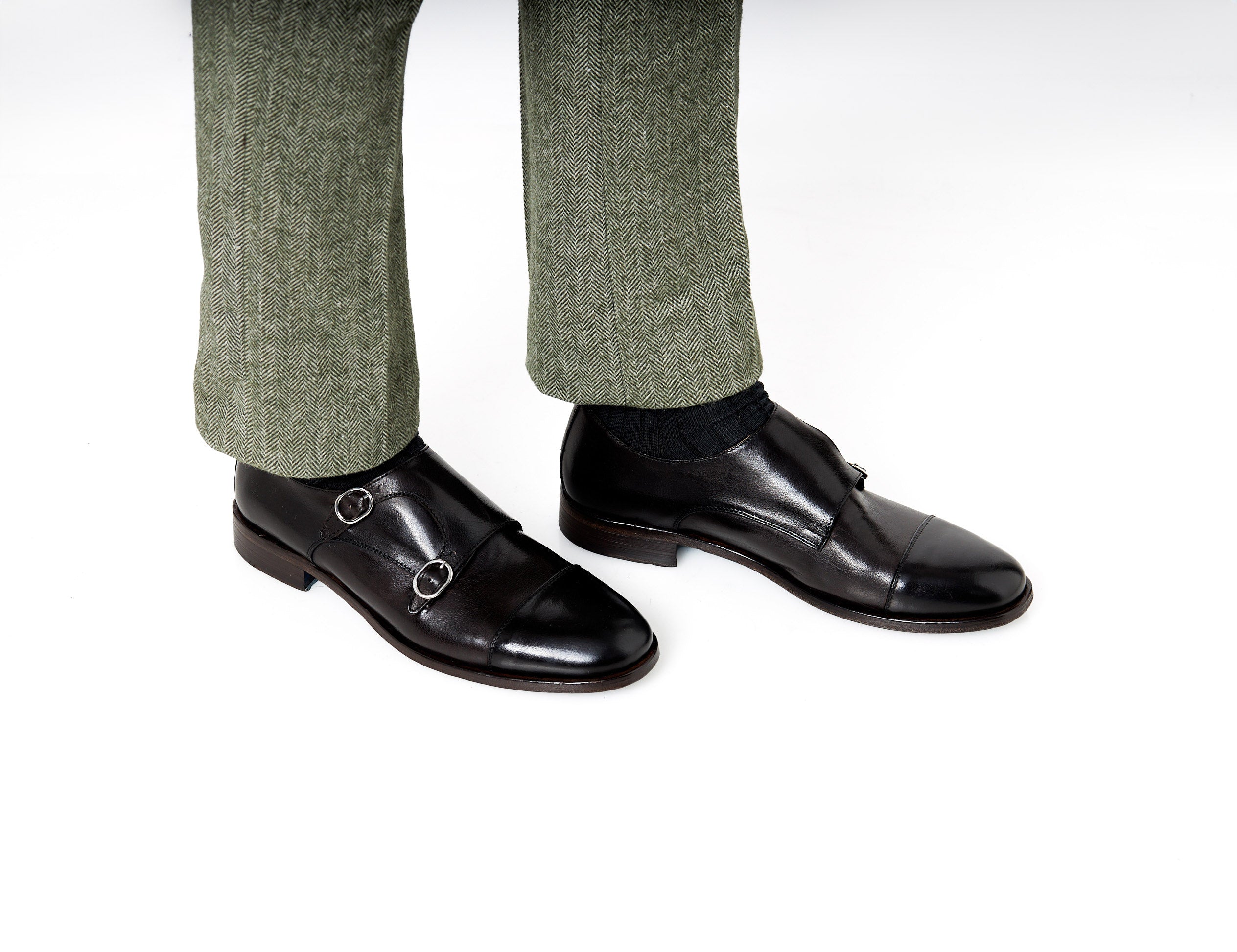 BROWN CALFSKIN DOUBLE BUCKEL MONKS