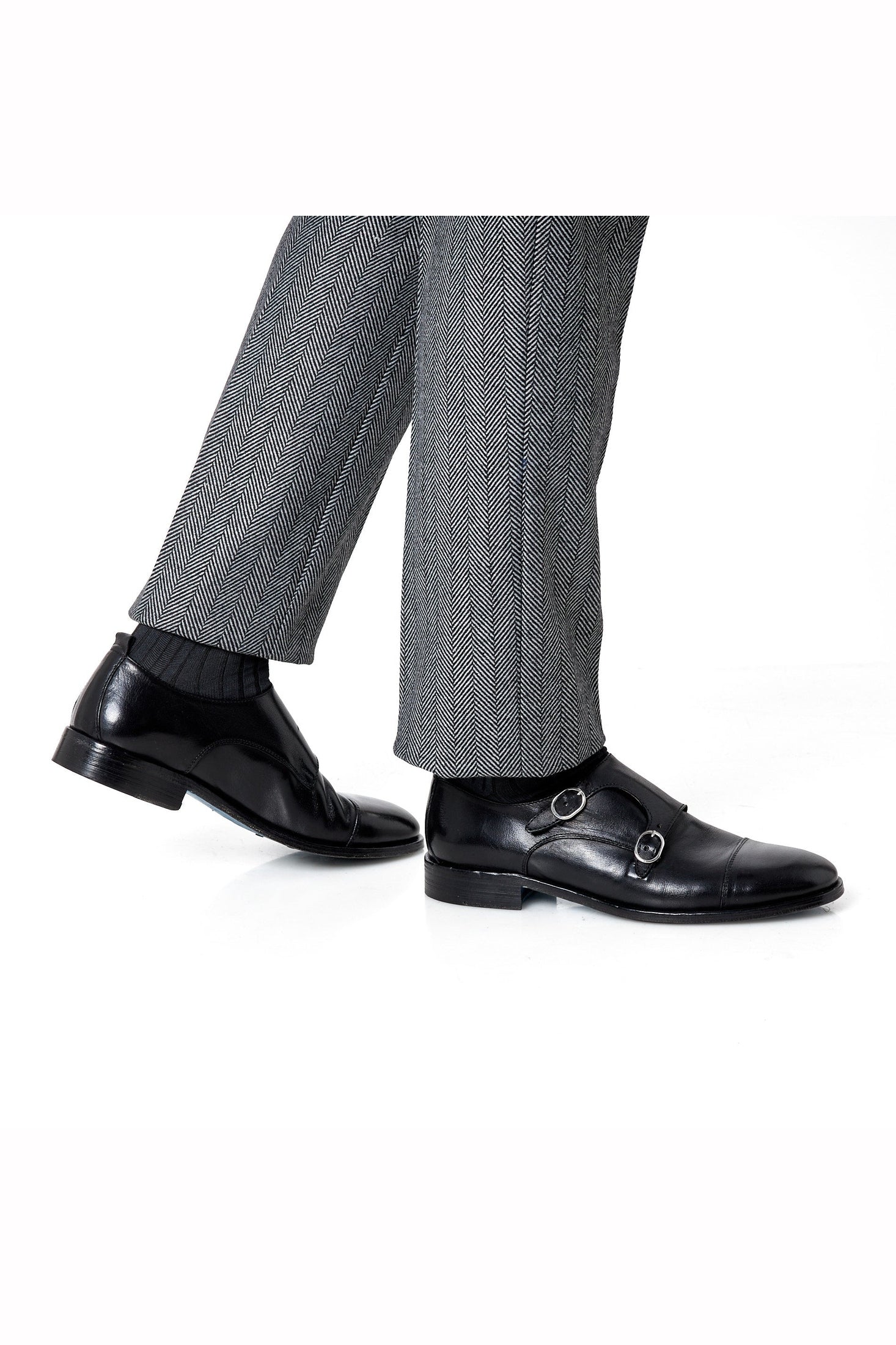 BLACK CALFSKIN DOUBLE BUCKEL MONKS