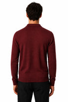 Men's Maroon 100% Cotton Fine Knit Button Neck Polo Jumper CAVANI