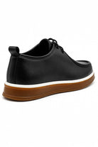 Men's Black Faux Leather Apron Toe Moc-Toe Chukka Boots Sartorial Shoes