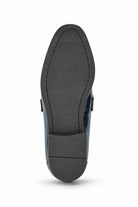 Men's Navy Floral Velvet Patent Dress Loafers Sartorial Shoes