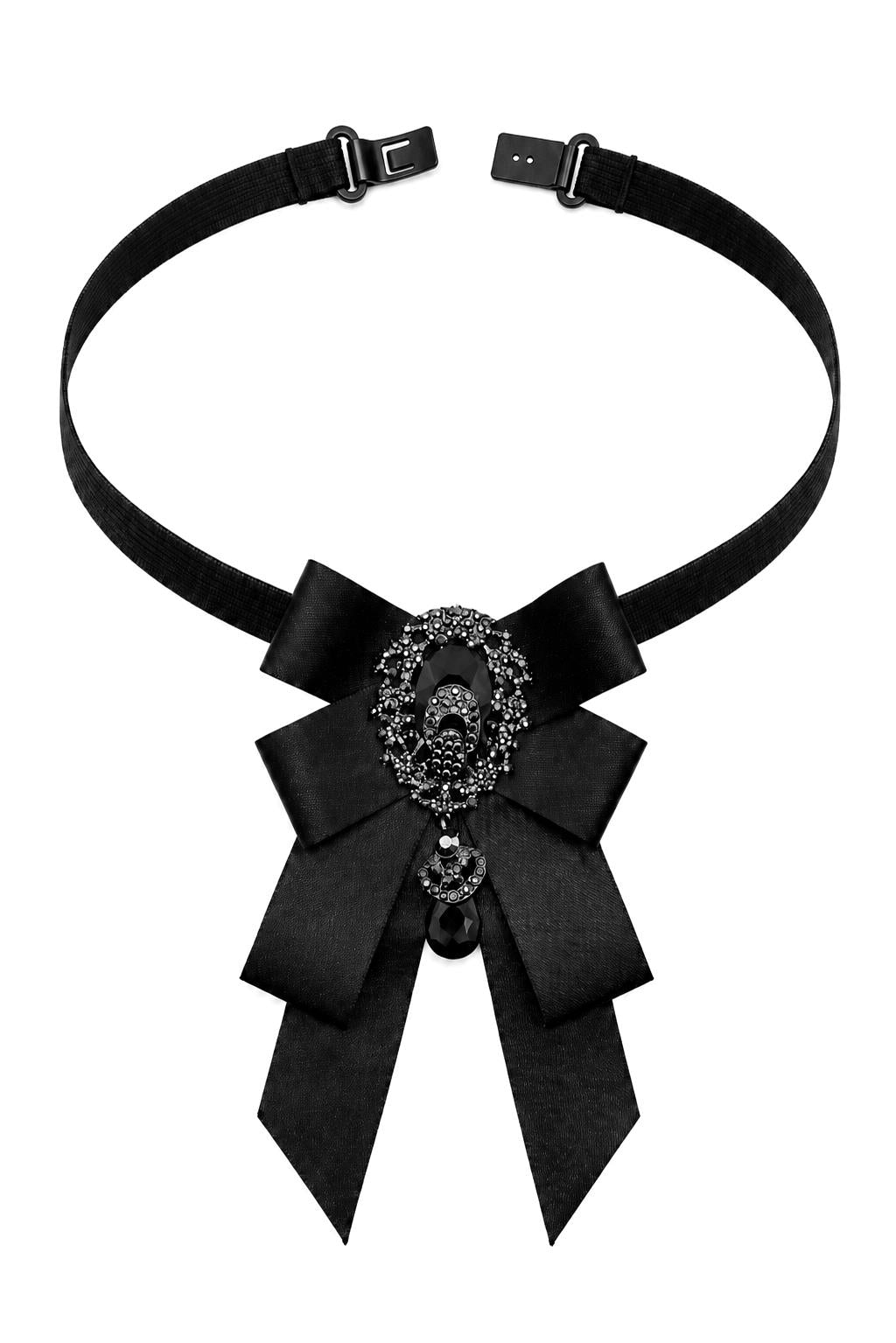 Men’s Black Glitter Jewelled Short Ribbon Wedding Brooch Bow Tie Sartorial Shoes
