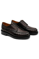 MARLOW Men’s Dark Brown Croc-Embossed Leather Moc-Toe Derby Shoes Sartorial Shoes