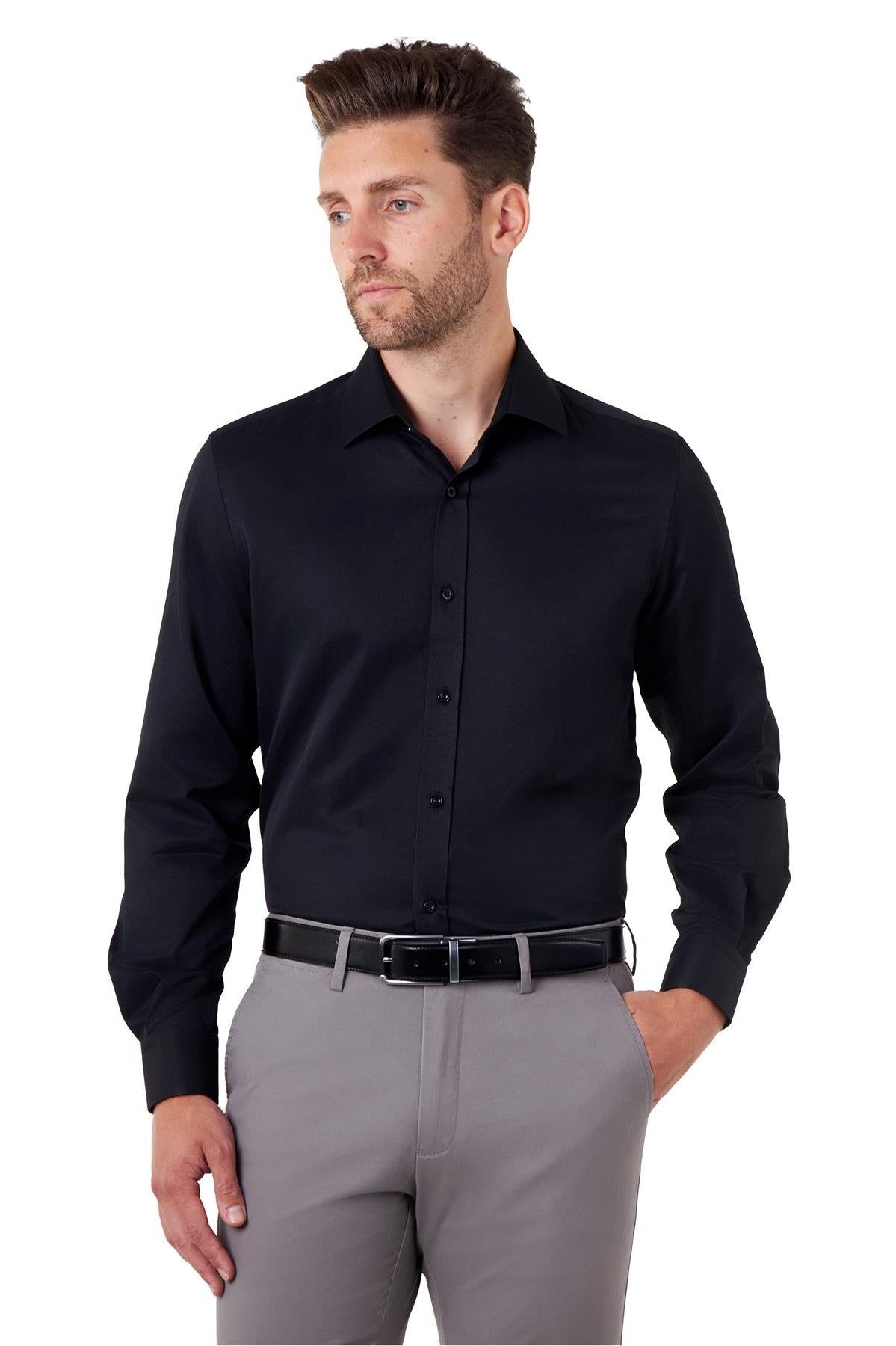 CLASSIC BLACK SINGLE CUFF TAILORED FIT SHIRT