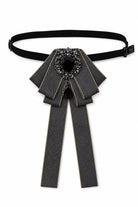 Men’s Dark Grey Jewelled Ribbon Brooch Bow Tie Sartorial Shoes