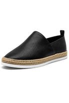 Men’s Black Faux Leather Slip-On Espadrille Shoes Sartorial Shoes