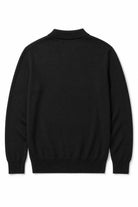 Men's Black 100% Cotton Fine Knit Button Neck Polo Jumper CAVANI