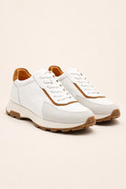 Men's White Handmade Real Leather Trainers Sartorial Shoes
