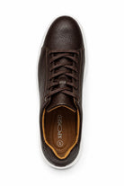 Men’s Coffee Brown Grain-Effect Faux Leather Lace-Up Trainers Sartorial Shoes