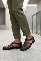 Luke - Dark Brown Handmade Real Leather Fisherman Sandals Sartorial Shoes