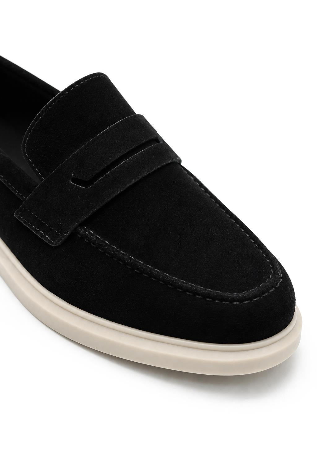 Men’s Milo Black Suede Leather Penny Loafers Sartorial Shoes