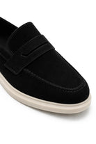 Men’s Milo Black Suede Leather Penny Loafers Sartorial Shoes