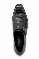 ELAN Men's Black Croc Embossed Leather Single Monk Strap Shoes Sartorial Shoes