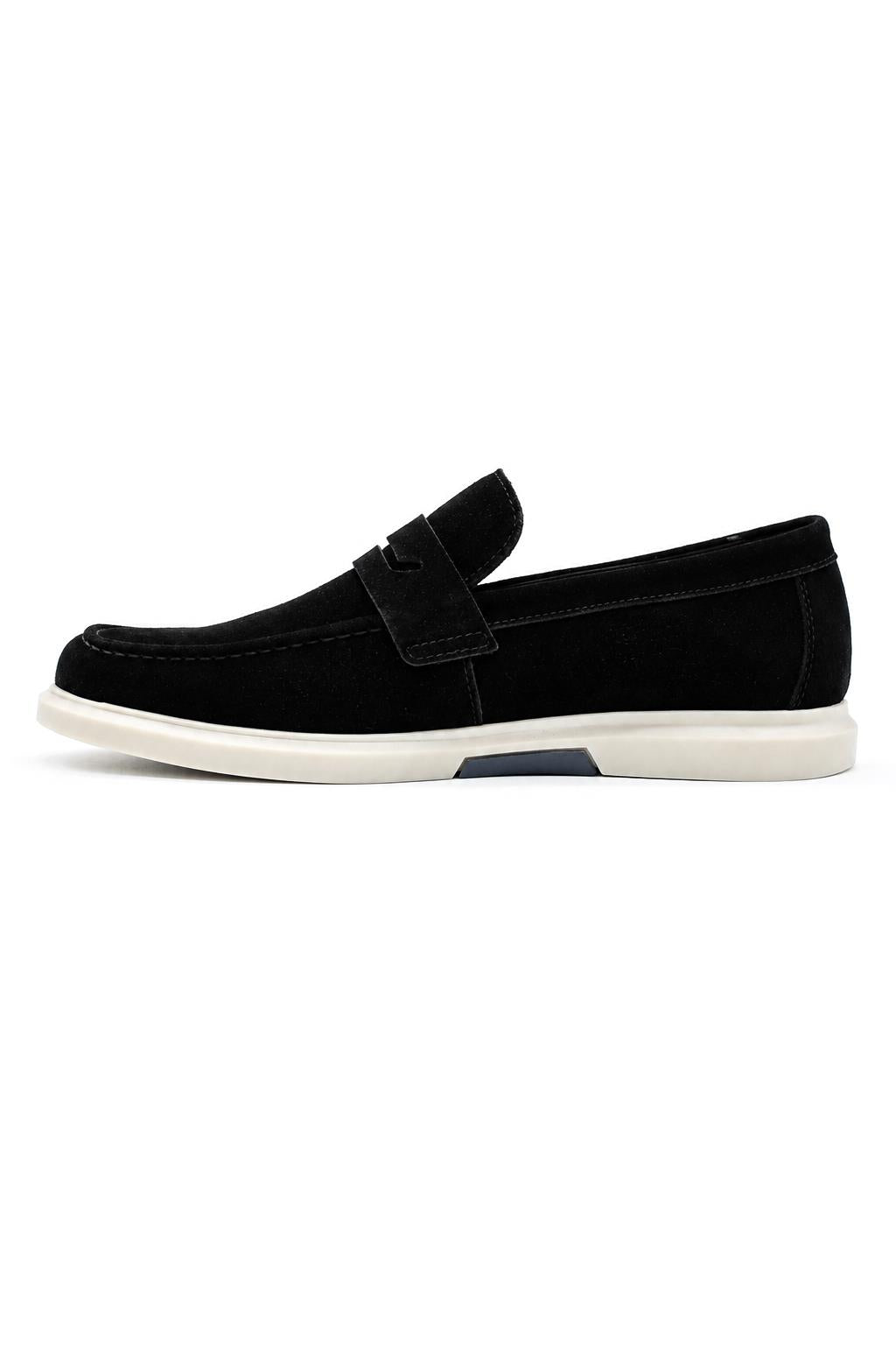 Men’s Milo Black Suede Leather Penny Loafers Sartorial Shoes